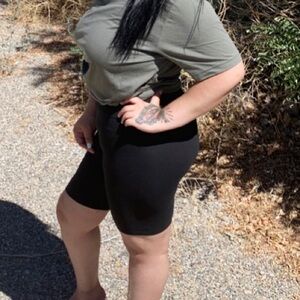 Black high waist biker shorts plus size
